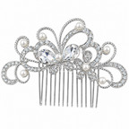 Arranjo Enfeite Cabelo Noiva Strass Perola Prata Debutante