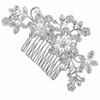 Arranjo Enfeite Cabelo Noiva Prata Strass Perola
