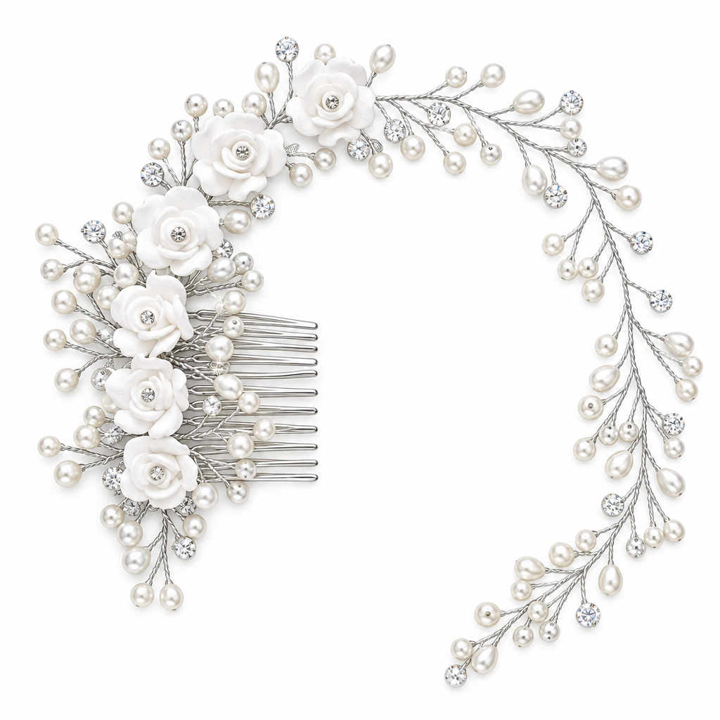 Tiara Enfeite Arranjo Cabelo Noiva Dama Perola Flor Strass