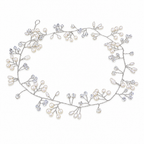 Tiara Arranjo Cabelo Noiva Pérola Fio Strass Dourado Prata - 50 cm