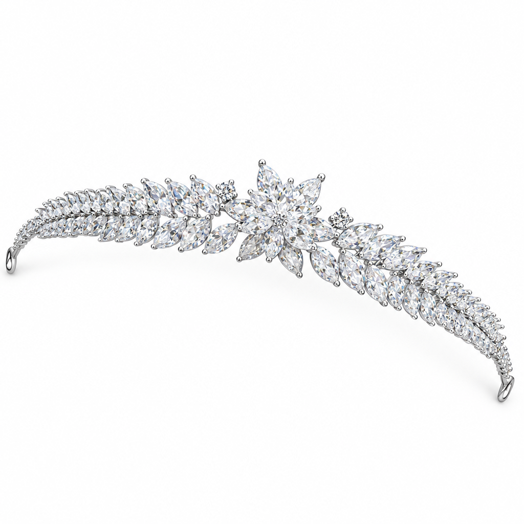 Coroa Tiara Cabelo Noiva Prata Zirconia Debutante Daminha