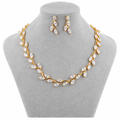 Conjunto Colar E Brinco Noiva Zircônia Dourado Festa