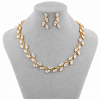 Conjunto Colar E Brinco Noiva Zircônia Dourado Festa