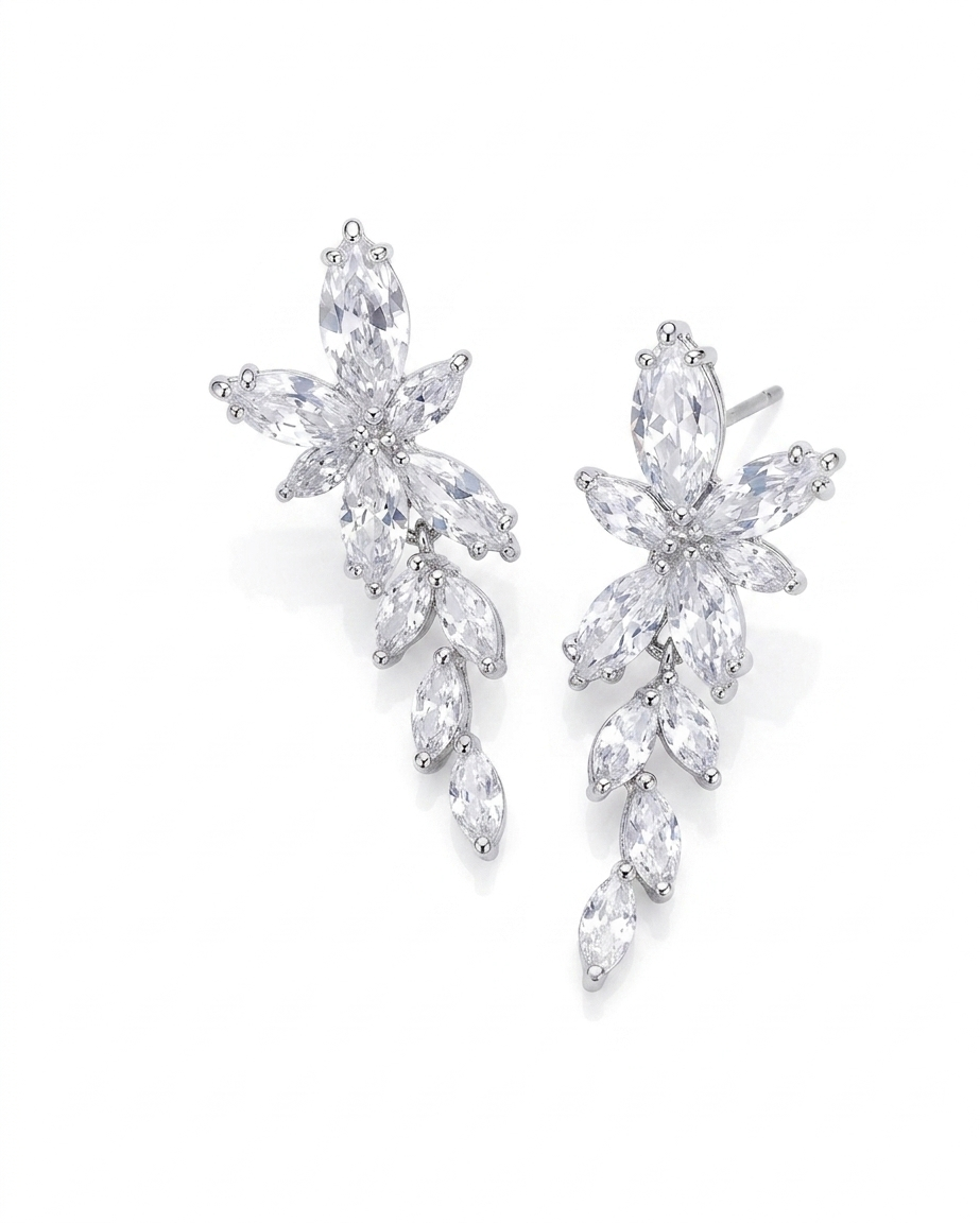 Brinco Noiva Pedra Zirconia Prata Festa Debutante Delicado
