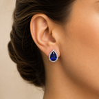 Brinco Pedra Zirconia Prata Gota Debutante Azul Claro Festa