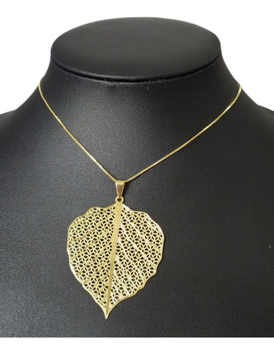 Colar Folha Arabesco Renda Folheado A Ouro 18k Semi Joia