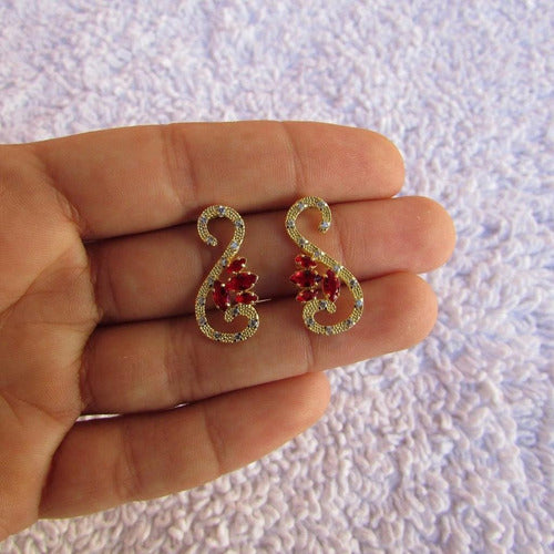 Brinco Dourado Noiva Pedra Zirconia Verde Azul Preto Festa