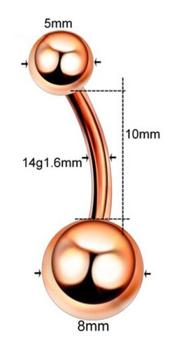 Piercing De Umbigo De Titânio Anodizado Rosê Gold