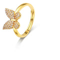 Anel Pedra Zirconia Borboleta Festa Dourado Ajustavel F Ouro