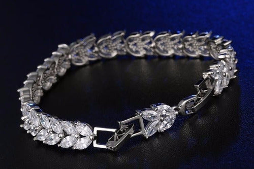 Pulseira Bracelete Prata Com Zircônia Noiva Debutante Luxo