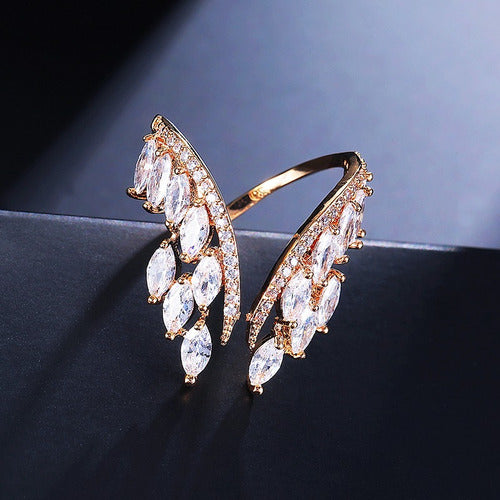 Anel Noiva Pedra Zirconia Festa Prata Ou Dourado Casamento