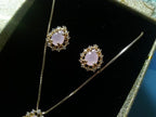 Conjunto Colar E Brinco Gota Pedra Rosê Zirconia F Ouro 18k