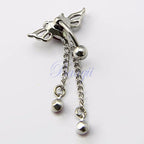 Piercing De Umbigo Invertido Zirconia Coração Prata Vermelho
