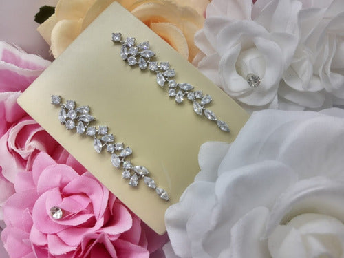 Brinco Noiva Zirconia Pendurado Grande Prata Debutante Luxo