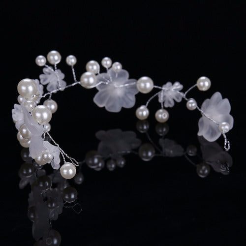 Arranjo Cabelo Flexível Dama Daminha Flores Pérola Noiva