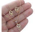 Conjunto Colar E Brinco Love Coração Pedra Folheado Amor