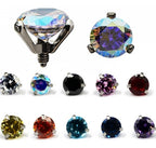 Piercing Microdermal Topo Zirconia Pedra 4mm Aço Colorido
