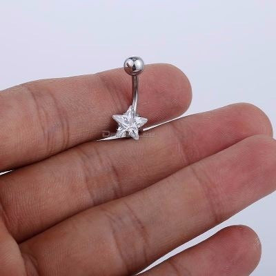 Piercing De Umbigo Dourado Ou Prata Estrela Pequeno Delicado
