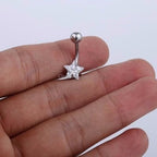 Piercing De Umbigo Dourado Ou Prata Estrela Pequeno Delicado