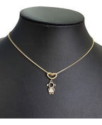 Colar Pingente Menininha Pedra Zirconia Dourado Folheado 18k