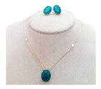 Conjunto Colar E Brinco Zirconia Fusion Tiffan Oval Verde