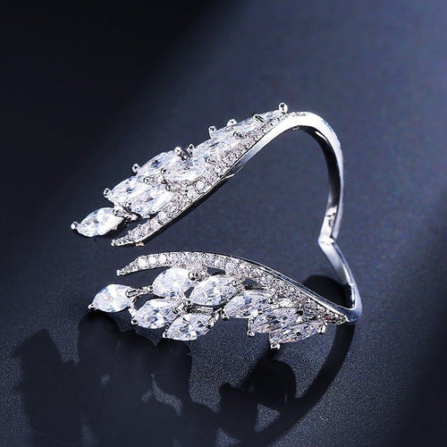 Anel Noiva Pedra Zirconia Festa Prata Ou Dourado Casamento