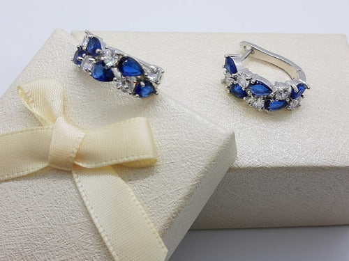 Brinco Pedra Zirconia Prata Madrinha Mãe D Noivos Verde Azul