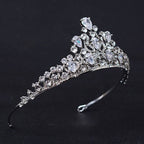 Coroa Tiara Cabelo Noiva Prata Zirconia E Strass Princesa
