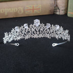 Coroa Tiara Noiva Strass E Zirconia Prata Debutante Luxo