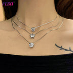 Colar Corrente Pedra Zirconia Coração Semijoia Dourado Prata