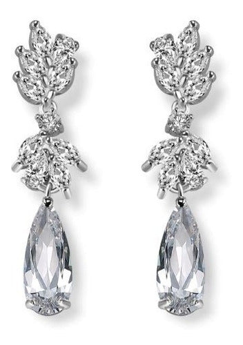 Brinco Noiva Zirconia Gota Prata Festa Madrinha Formatura