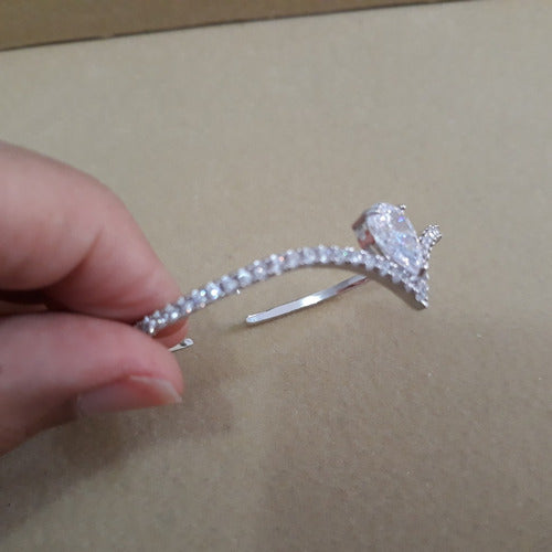 Pulseira Bracelete Prata Com Zircônia Noiva Debutante Gota