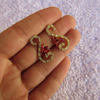 Brinco Dourado Noiva Pedra Zirconia Verde Azul Preto Festa