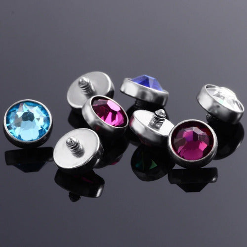Piercing Microdermal Prata Rosa Furtacor Pedra 3 Mm Topo