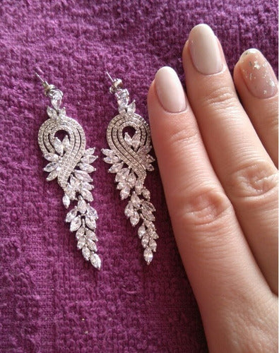 Brinco Noiva Zirconia Prata Festa Formatura Debutante Luxo