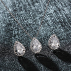 Conjunto Colar Brinco Noiva Pedra Zirconia Prata Dourad Gota