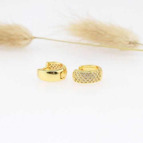 Brinco Argola Pedra Zircônia Dourado Folheado Ouro 18k 6 Mm
