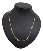 Maxi Colar Com Pérola De Coração Folheado Ouro 18k 80 Cm