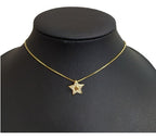 Colar Pingente Estrela Pedra Zirconia Folheado A Ouro 18k