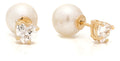 Brinco Pérola Traseira Inspiração Pedra Zirconia F. Ouro 18k