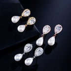 Brinco Noiva Zirconia E Pérola Prata Delicado Luxo Barato