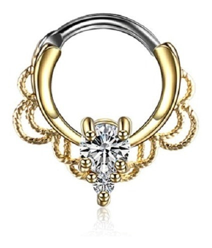Piercing Para Nariz Septo Indiano Prata Pedra Zirconia