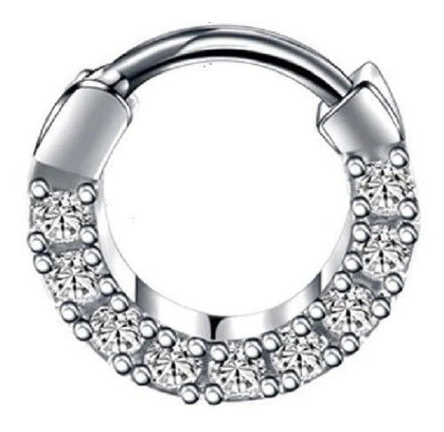 Piercing Nariz Septo Dourado Pedra Zirconia Daith Aço 8,5 Mm