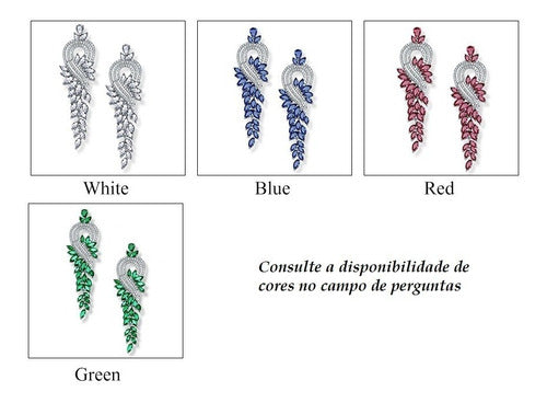 Brinco Noiva Zirconia Azul Prata Festa Madrinha Formatura