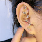 Brinco Ear Cuff  Pedra Zirconia Prata Dourado Estrela Pequen
