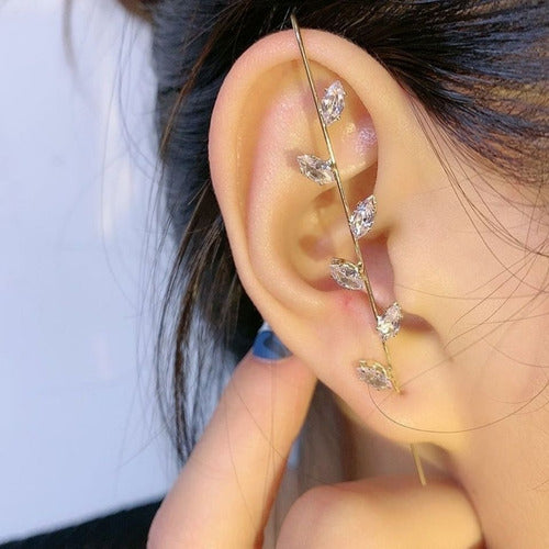 Brinco Ear Cuff  Pedra Zirconia Prata Dourado Estrela Pequen