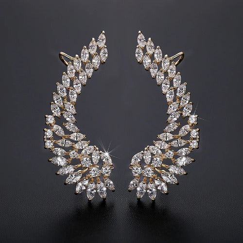 Brinco Ear Cuff Noiva Pedra Zirconia Dourado Festa Debutante