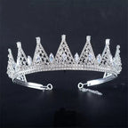 Coroa Porta Coque Noiva Zirconia E Strass Debutante Prata