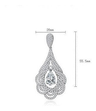Brinco Noiva Zirconia Prata Formatura Debutante Gota Grande