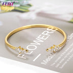 Pulseira Bracelete Dourada Com Zircônia Noiva Debutante Gota